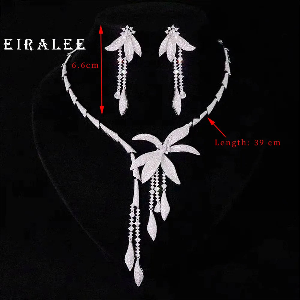 EIRALEE Wedding Party Zircon Flower Necklace Set Bridal Jewelry Women conjunto collar y pendientes conjuntos femininos elegantes
