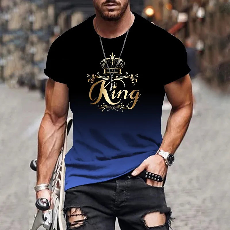 New Summer Hot Sale 3D Men's Gradient T-Shirt Harajuku Designer Casual Short Sleeve Tops T-Shirt Oversized Men's Clothing