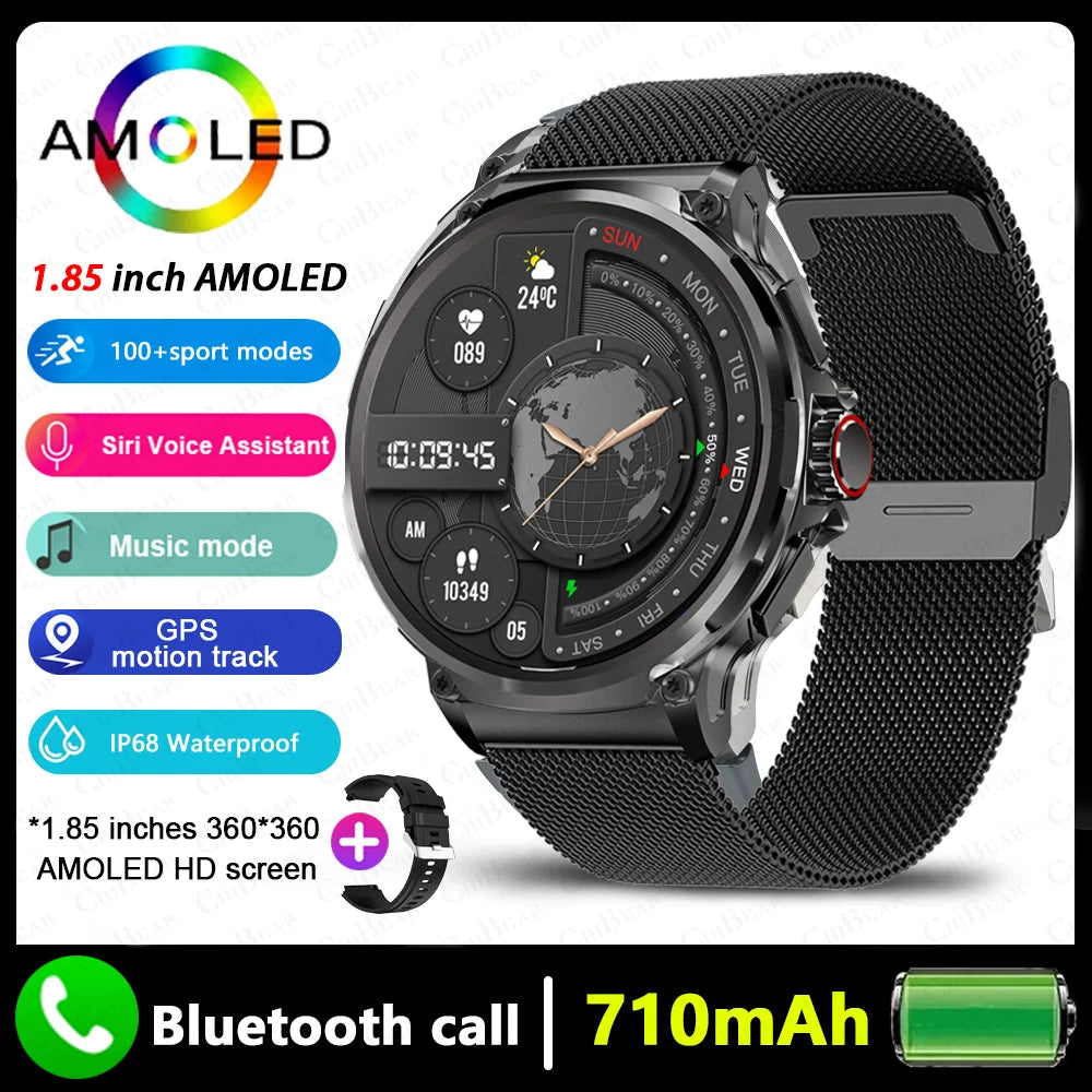 2025 New Military GPS V69 Smart Watch Men 1.85 inch 710 mAh Heart Rate GPS Sports IP68 Waterproof Bluetooth Talk Smartwatch Man