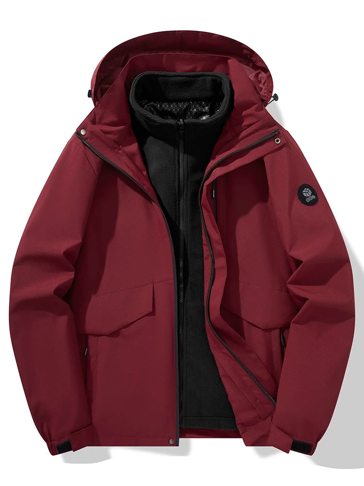 Autumn and winter three-in-one windbreaker two-piece set detachable warm ski suit windproof mountaineering suitMens coats