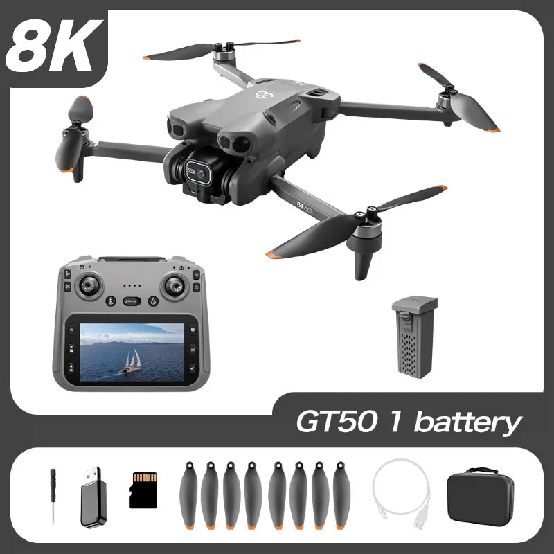 Original GT50 Drone Dual Camera 5G 8K Aerial Aircraft Obstacle Avoidance UAV Fixed GPS Remote Control Foldable Quadcopter Gifts