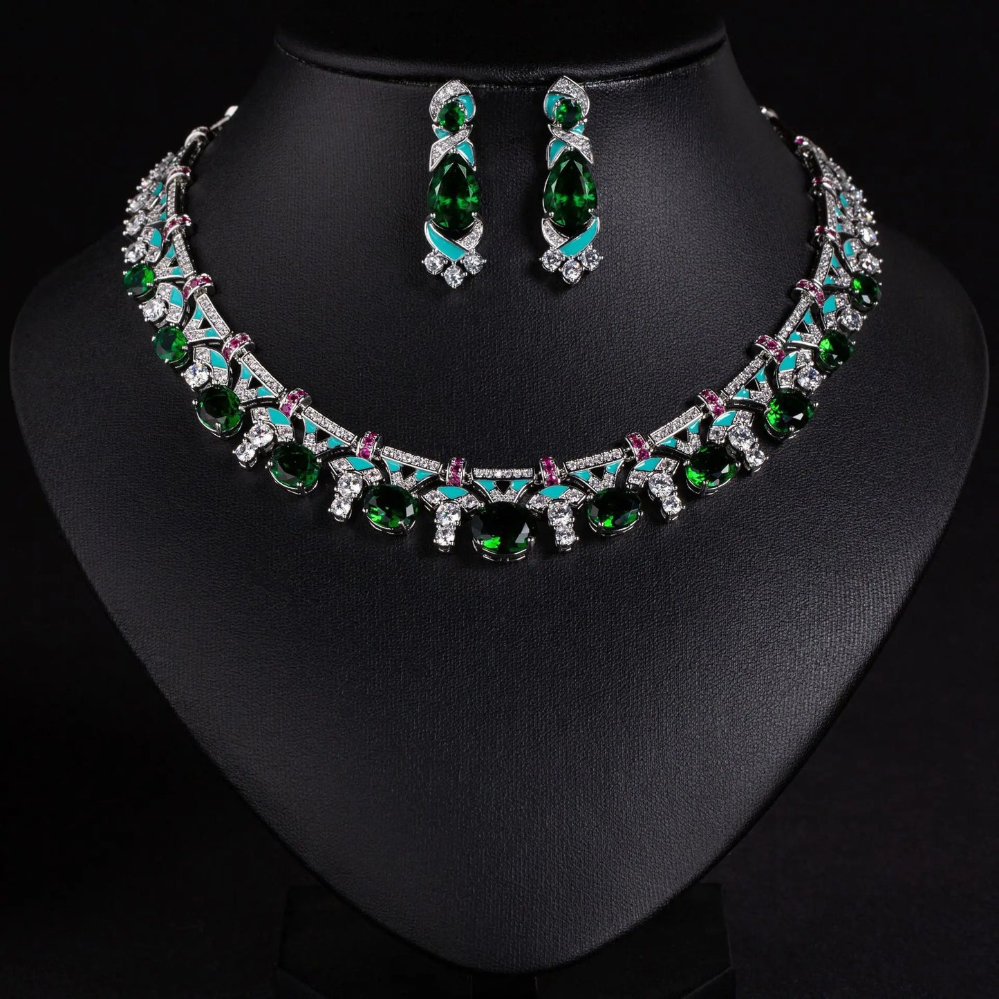 New Solid Jewellery Oil Painting Necklace Earrings Premium Multicolour 2 Pcs Wedding Party Travel Women's Holiday Gift M-648