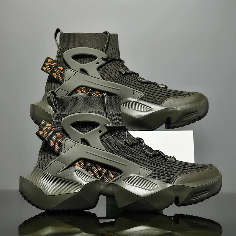 New High-top Men Sneakers Fashion Damping Tennis Shoes Breathable Men's Running Shoes Light Men's Casual Sports Walking Shoes