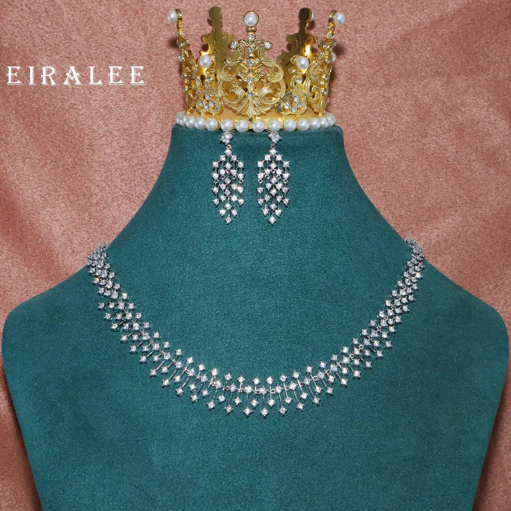 EIRALEE Fashion CZ Bride Indian Jewelry Set for Women Water Drop Wedding Design Choker Necklace Girlfriend birthday