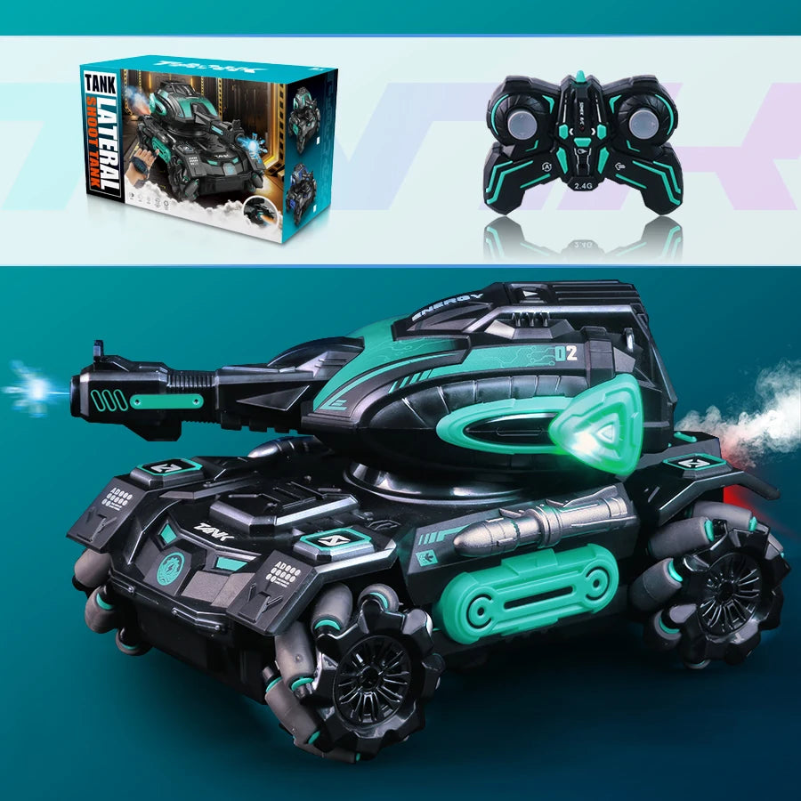 RC spray car 2.4G four-wheel stunt launch water polo tank car boy machine armour toy car Watch requires additional purchase