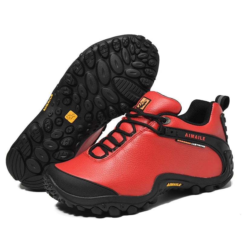 Cow Leather Winter Men Hiking Boots For Women Outdoor Waterproof Treeking Snow Shoes Climbing Mountain Hunting Walking Sneakers