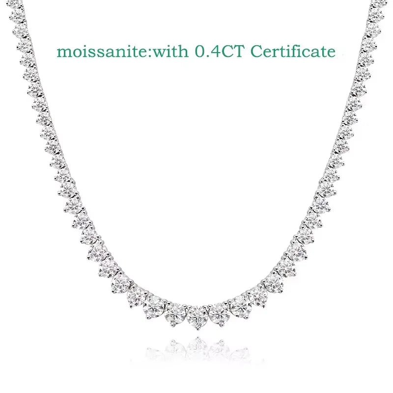 Smyoue 3 Claws Gradient Moissanite Tennis Necklace for Women Sparkling Full Diamond Luxury Jewelry Sterling Silver 925 Chain