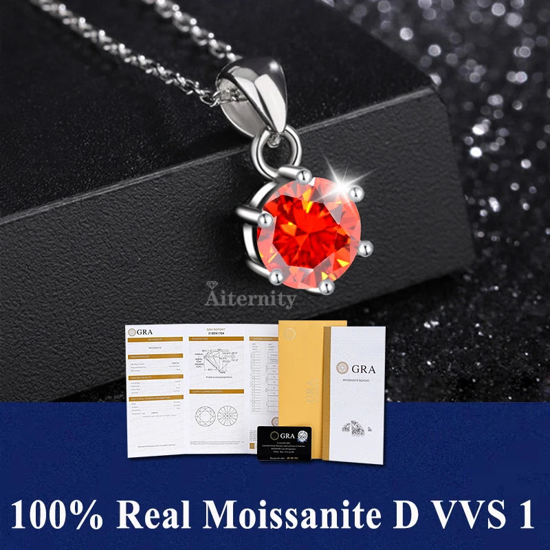 S925 Sterling Silver High Jewellery 100% Moissanite Pendant Necklace D Colour with GRA Certificate for Ladies' Wedding, Party