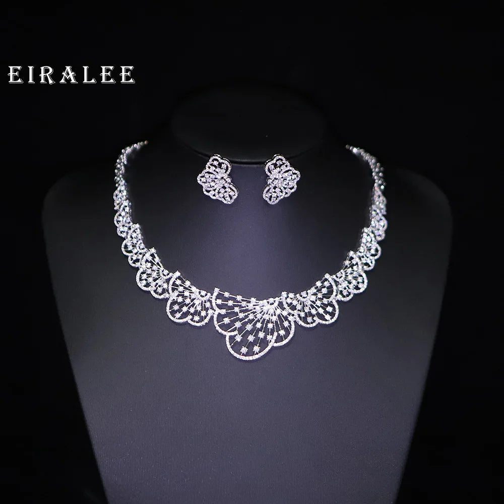 EIRALEE Luxury Crystal Jewelry Set Cubic Zirconia for Women Wedding Engagement Party Accessory Suitable for Dudai Africa Middle
