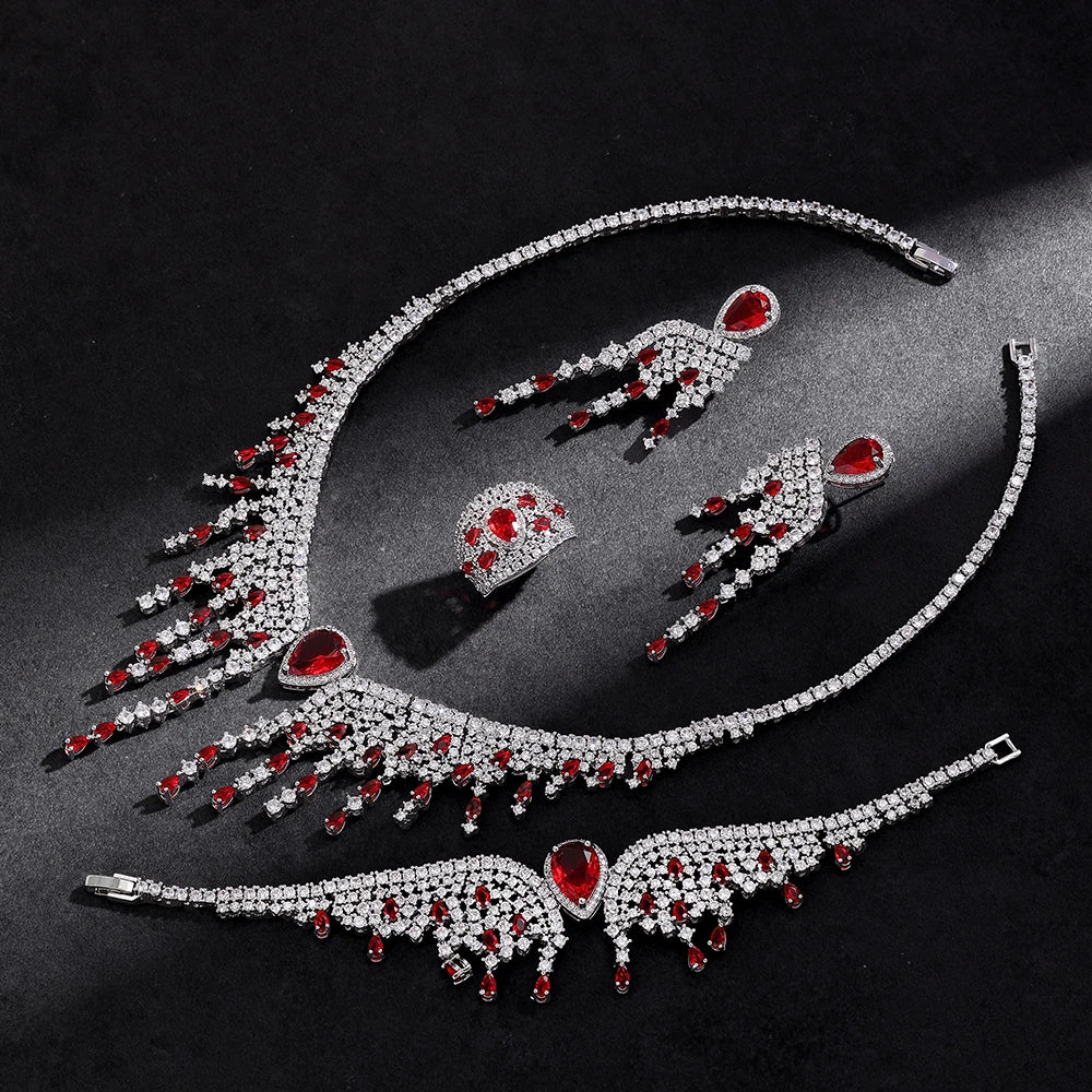 2024 New 4-piece Bridal Wedding Jewelry Set, Cubic Zirconia, Luxury Women's Jewelry, Women's Wedding Party Accessories