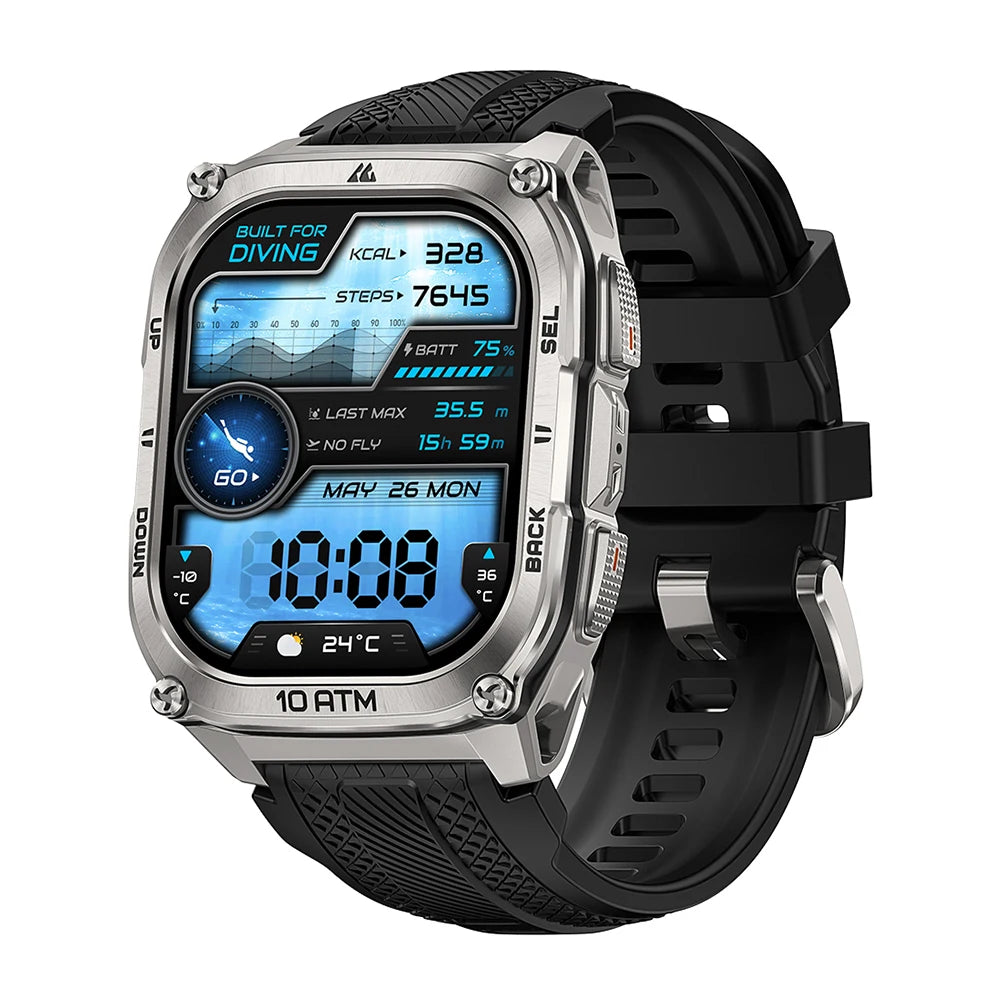 KOSPET Tank M4 Smart Watch for Men Stainless Steel 6-Sat GPS Offline Maps 100M Waterproof 24/7 Health Monitor for Android iOS