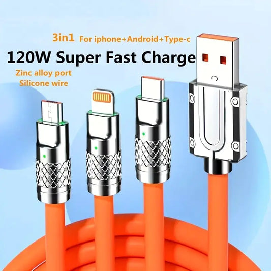 120W Super Fast Charging Cable for iPhone & Android