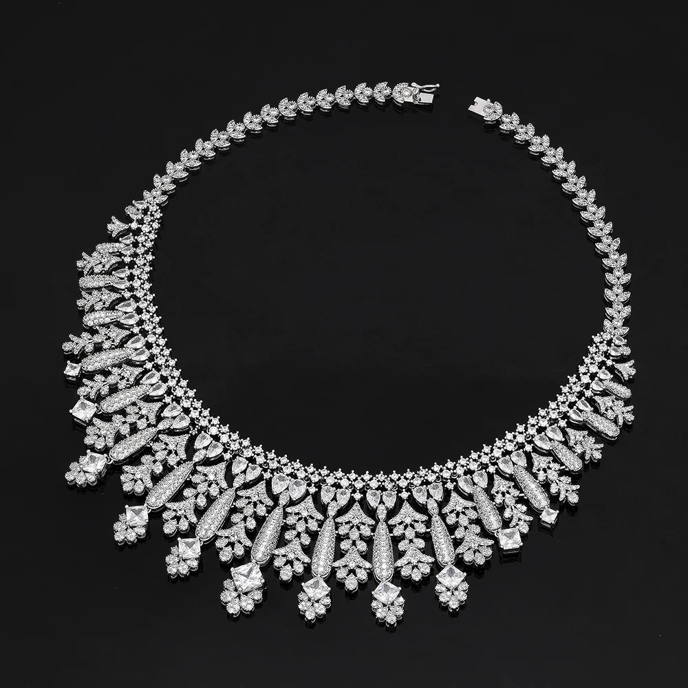 4pcs Bridal Zirconia Full Jewelry Sets For Women Party, Luxury Dubai Nigeria CZ Crystal Wedding Jewelry Sets