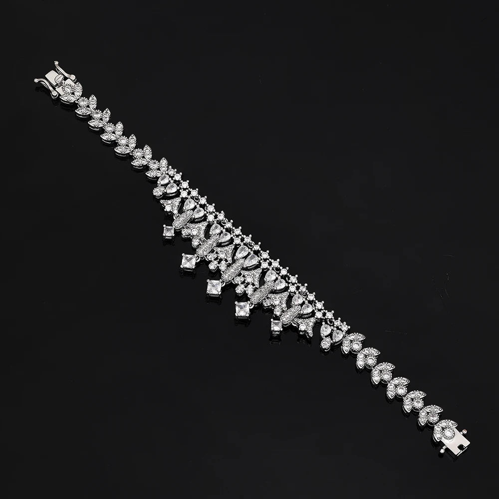 4pcs Bridal Zirconia Full Jewelry Sets For Women Party, Luxury Dubai Nigeria CZ Crystal Wedding Jewelry Sets