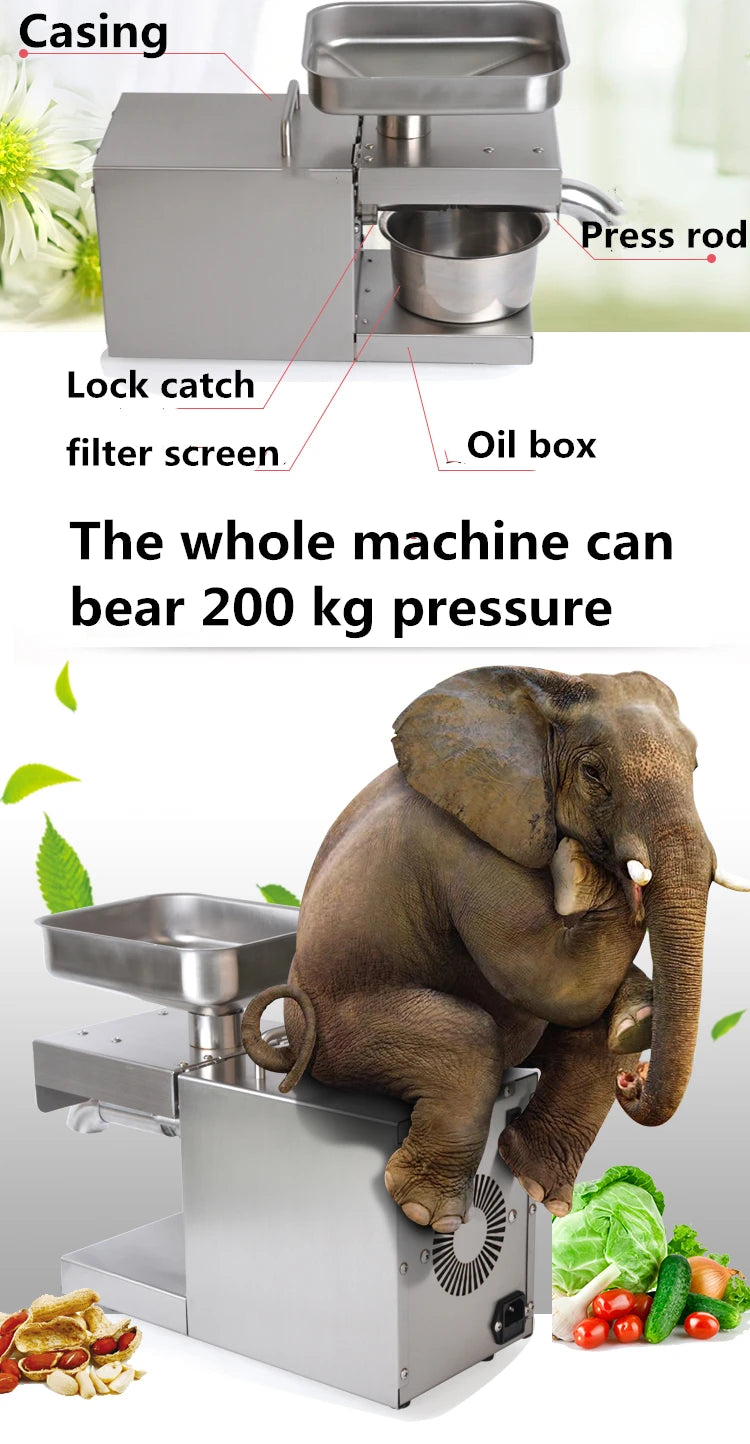 1500W 110V/220V Automatic Cold Press Oil Machine, Oil Cold Press Machine, Sunflower Seeds Oil Extractor, Olive Oil press Extract