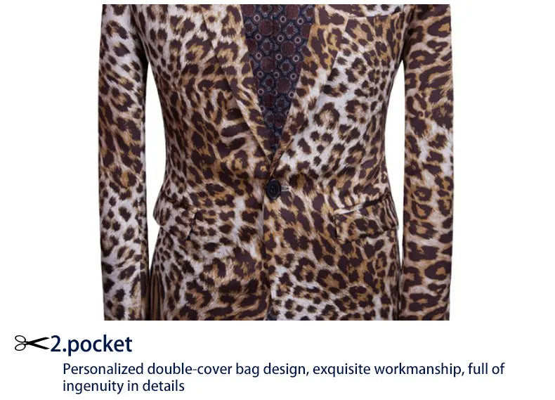 Hot Sale Leopard Print Men Suit Blazer Set With Pants 2025 Safari Suits For Men Performance DJ Jacket Luxury Singer Star Coat