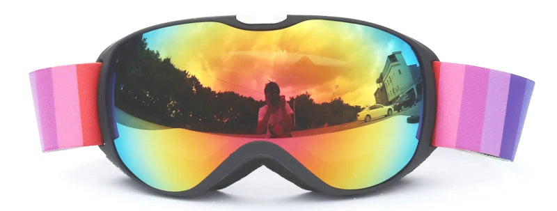 Children Ski Goggles Anti-fog Double Layer Big Spherical Skiing Glasses Kids Snowboard Winter Outdoor Sports Goggle for Age 4-14