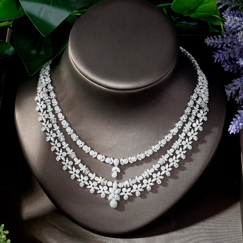 HIBRIDE Nigeria 4pcs Bridal Zirconia Jewelry Sets Luxury Dubai Nigeria CZ Crystal Wedding Jewelry Sets for Women Party N-1210