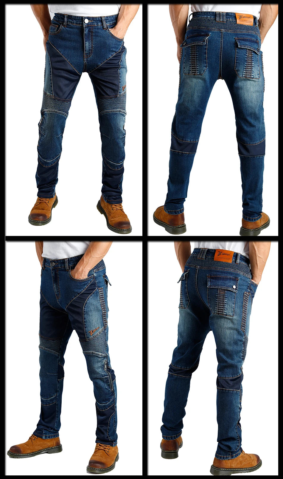 Kevlar Motorcycle Jeans Men Summer Riding Pants Blue Abrasion Resistant Windproof Dirt Bike Trousers Protective Gear