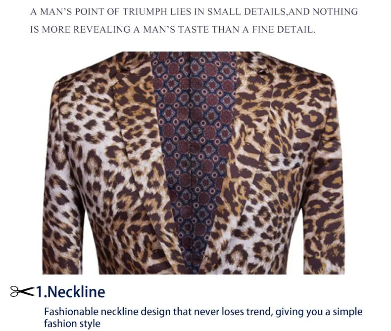 Hot Sale Leopard Print Men Suit Blazer Set With Pants 2025 Safari Suits For Men Performance DJ Jacket Luxury Singer Star Coat