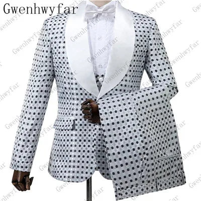 2025 Black with Gold Jacquard Symmetrical Royal Jacquard Classic Velvet Suit Set Business Suits for Men 2019 (Jacket+Pants+Vest)