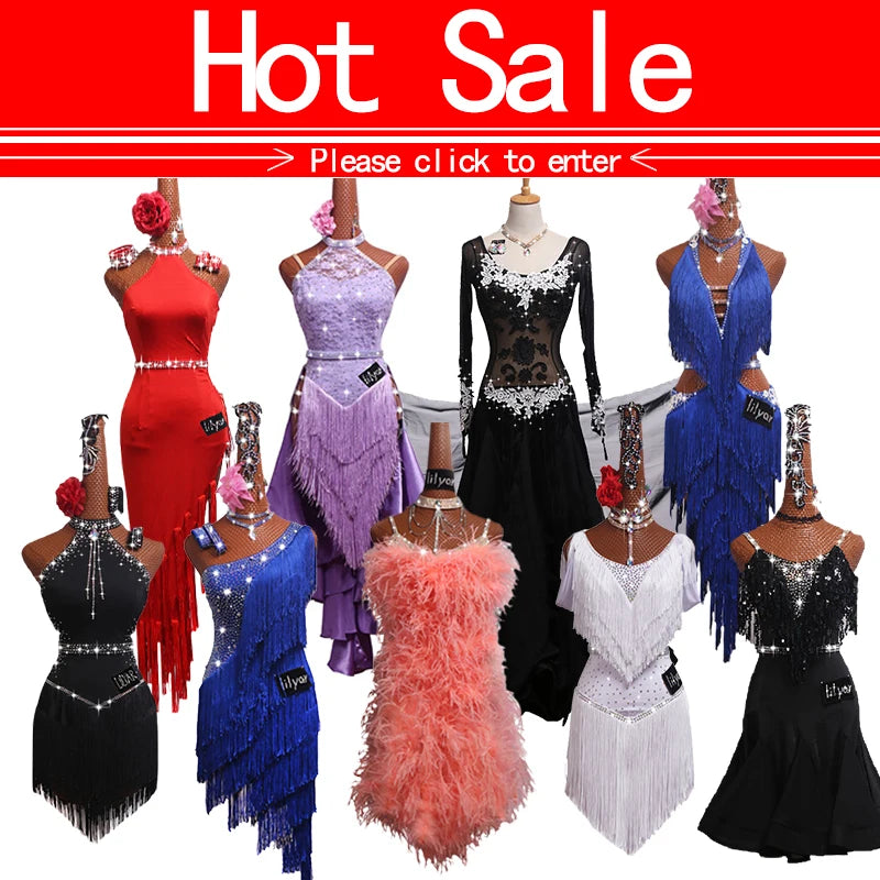 New professional Latin Dance Performance Competition Dress Adult Women Sparkling Pink Tassel Backless Dance Dress