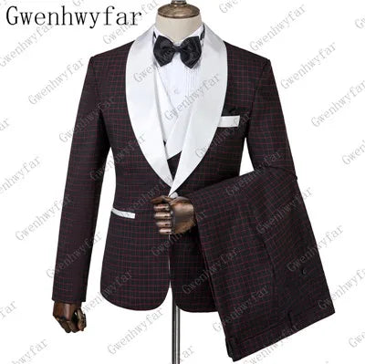 2025 Black with Gold Jacquard Symmetrical Royal Jacquard Classic Velvet Suit Set Business Suits for Men 2019 (Jacket+Pants+Vest)