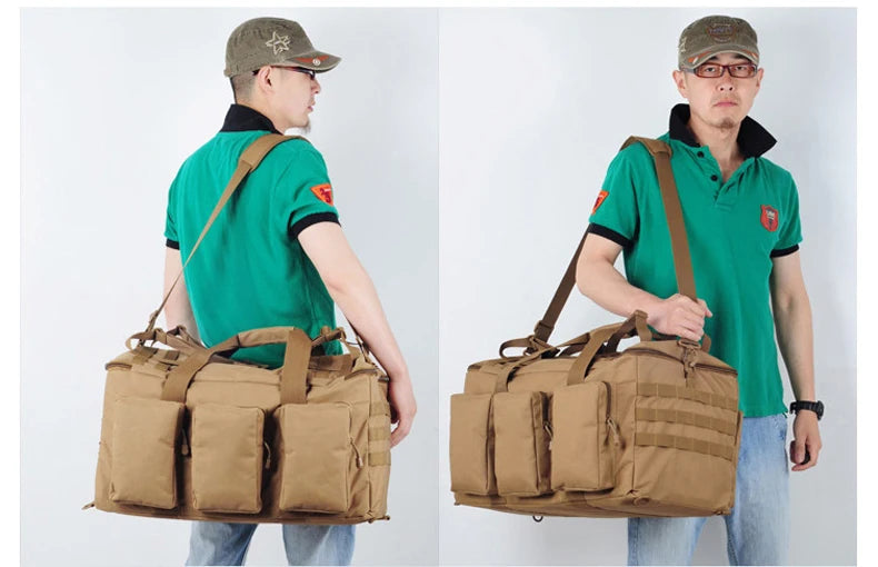 55L Luggage Duffel Bag Camping Backpack Tactical Large Bags Men's Hiking Travel Mountaineering Trip Utility Gym Weekend Duffle
