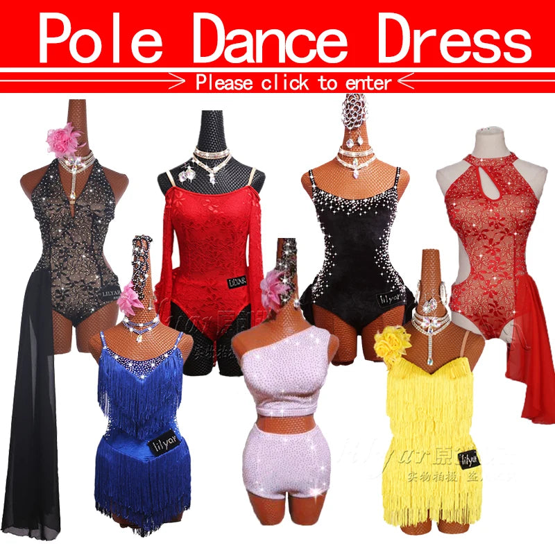 New Latin Dance Dress Competition Dress Costumes Skirt Performing Dress Rhinestone Adult Customize Children Chinese Style Collar