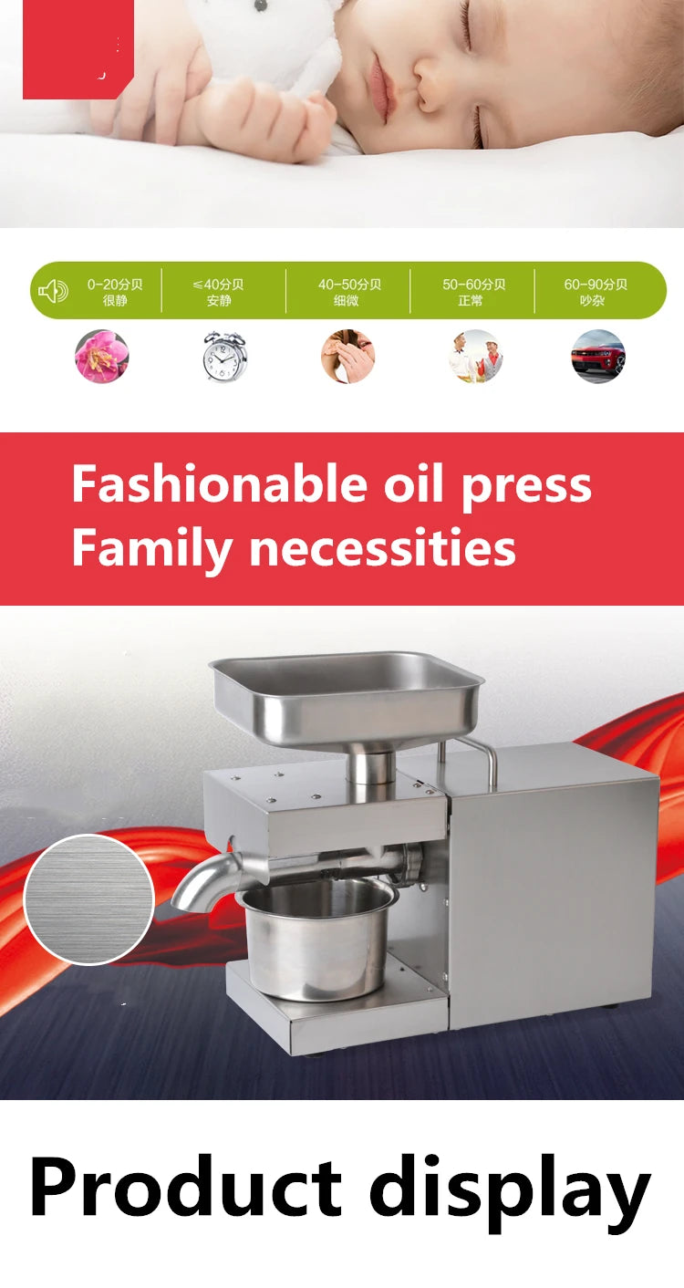 1500W 110V/220V Automatic Cold Press Oil Machine, Oil Cold Press Machine, Sunflower Seeds Oil Extractor, Olive Oil press Extract