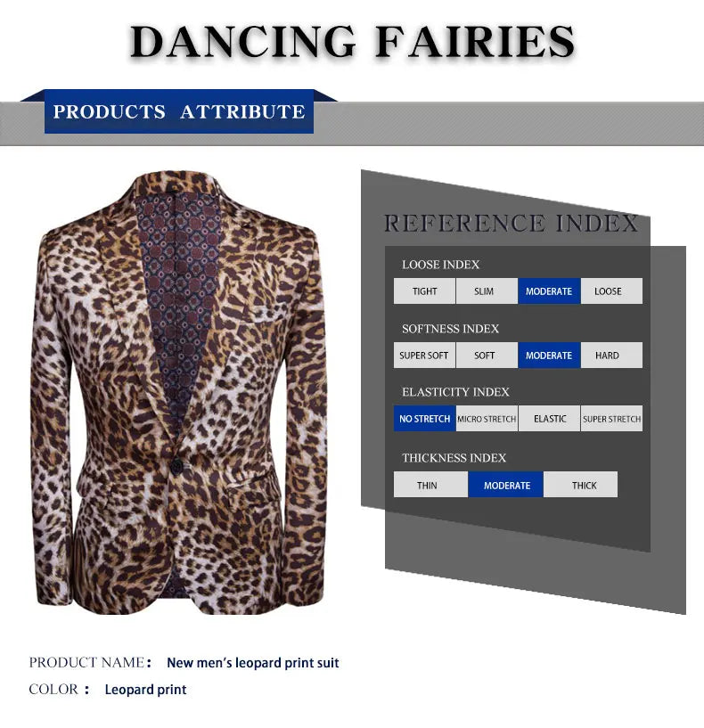 Hot Sale Leopard Print Men Suit Blazer Set With Pants 2025 Safari Suits For Men Performance DJ Jacket Luxury Singer Star Coat