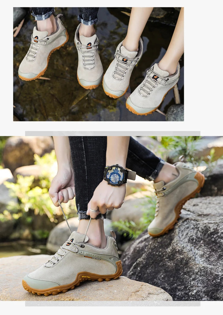 Cow Leather Winter Men Hiking Boots For Women Outdoor Waterproof Treeking Snow Shoes Climbing Mountain Hunting Walking Sneakers