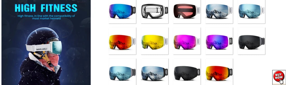 MAXJULI Professional Ski Goggles Double Layer Anti-Fog UV400 Lens Snowboarding Snow Winter Sports Goggles for Men Women BBS