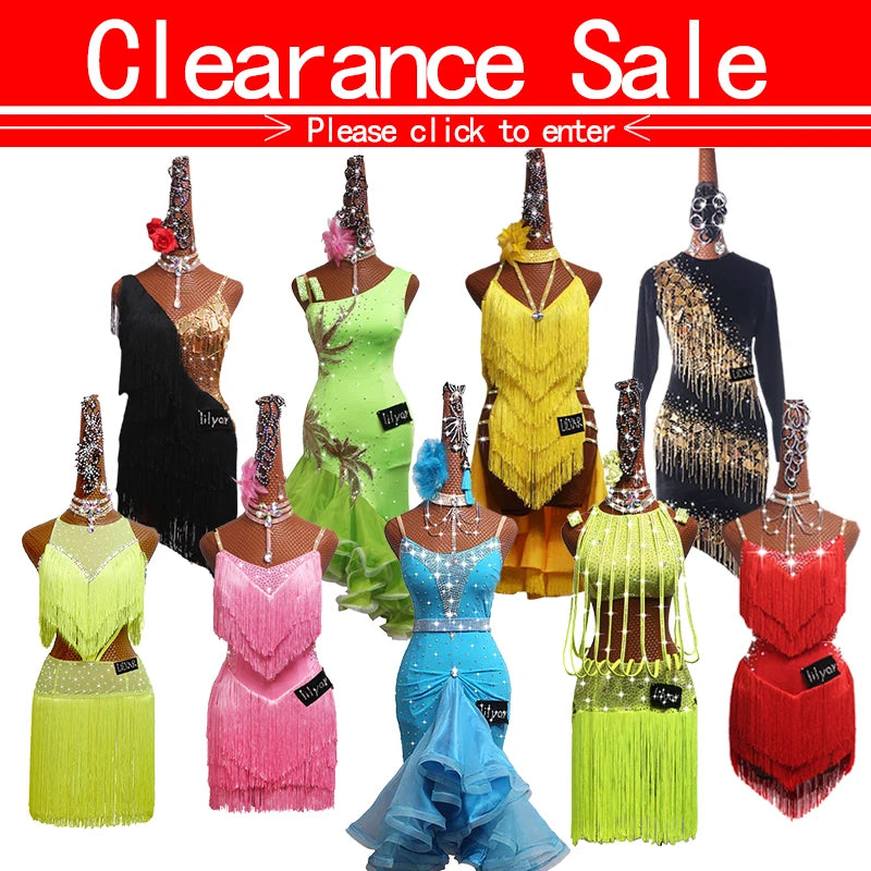 New Latin Dance Dress Competition Dress Costumes Skirt Performing Dress Rhinestone Adult Customize Children Chinese Style Collar