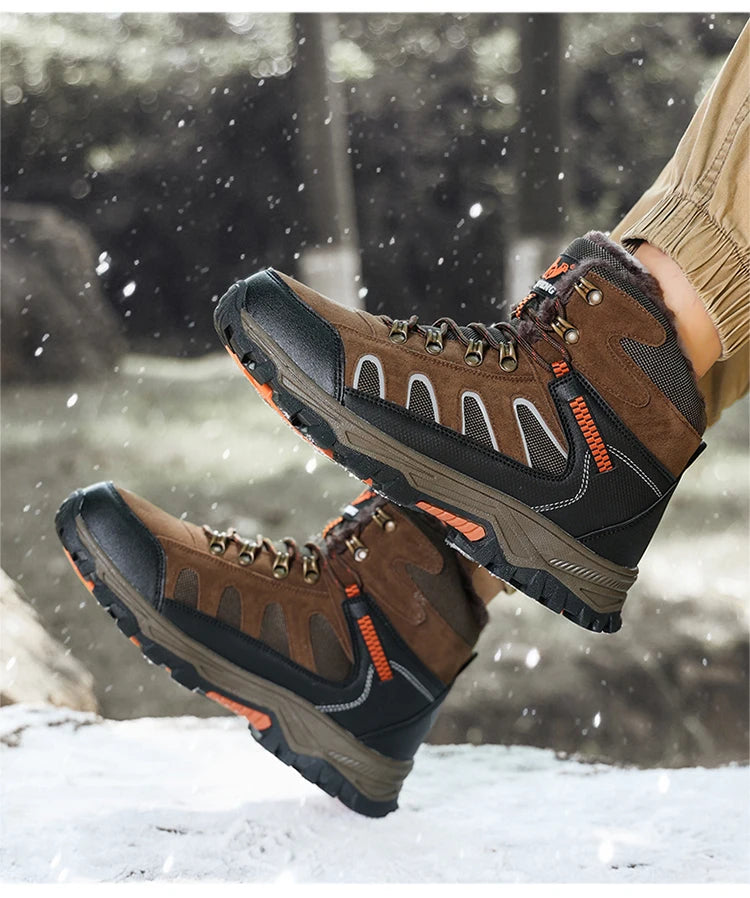 Large 49 Outdoor Ankle Boots Men Non Slip Fashion Lace Up Climbing Leather Winter Hiking Footwear High Top Leisure Hiking Shoes