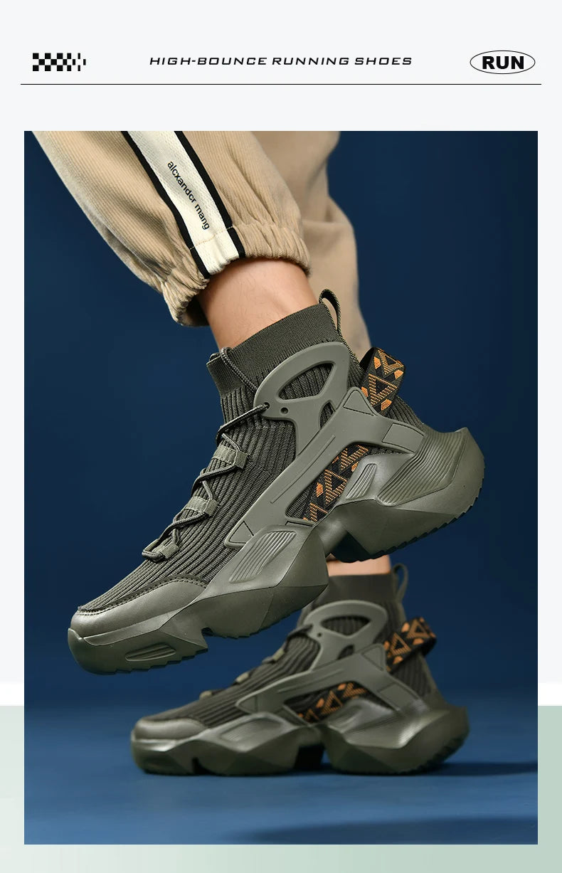 Running Shoes Casual High Top Men Sports Tenis Ankle Boots Breathable Lightweight Men Comfortable Athletic Nonskid Sock Sneakers