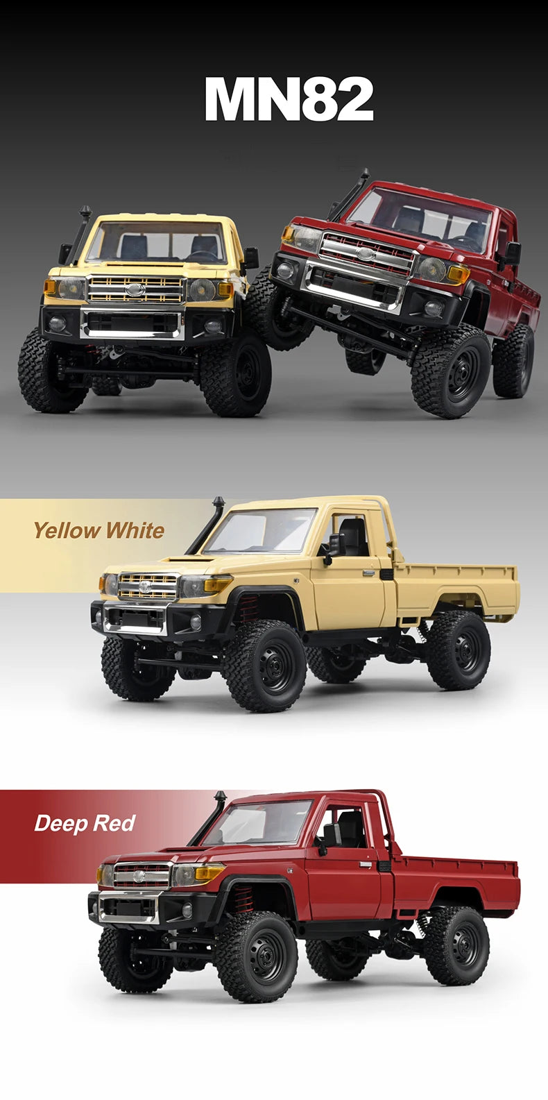 MN82S RC Crawler 1/12 Full Scale LC79 RC Pickup Short Truck 4WD Remote Control Climbing Off-road Car Toys for Kids Adults Gifts