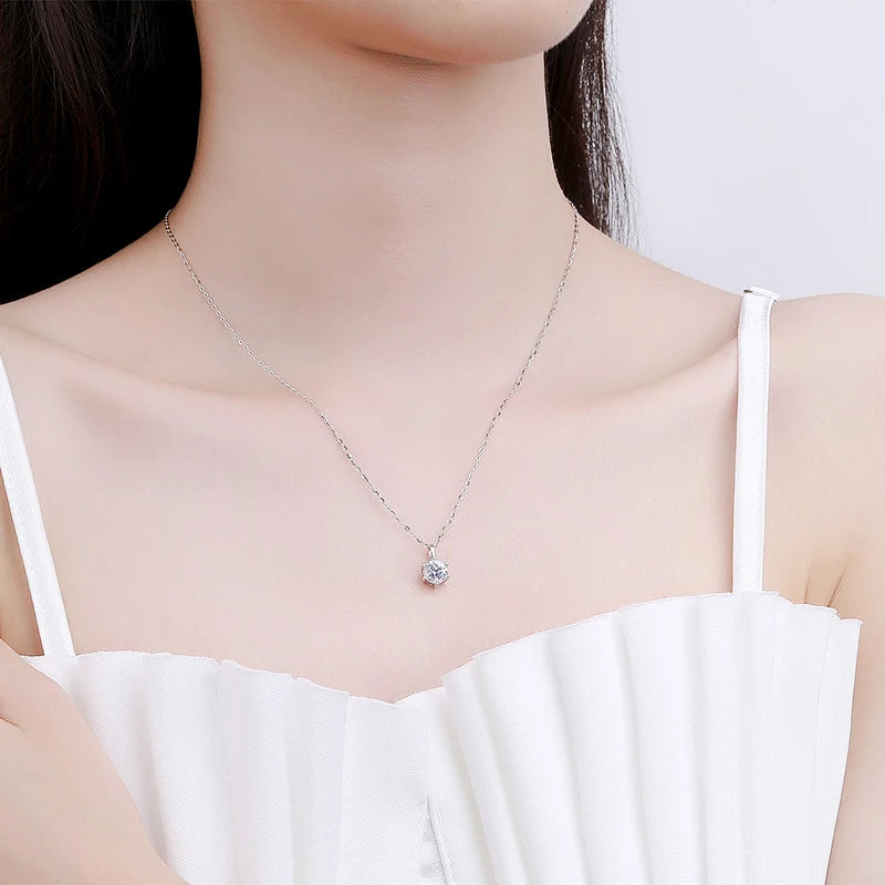 S925 Sterling Silver High Jewellery 100% Moissanite Pendant Necklace D Colour with GRA Certificate for Ladies' Wedding, Party