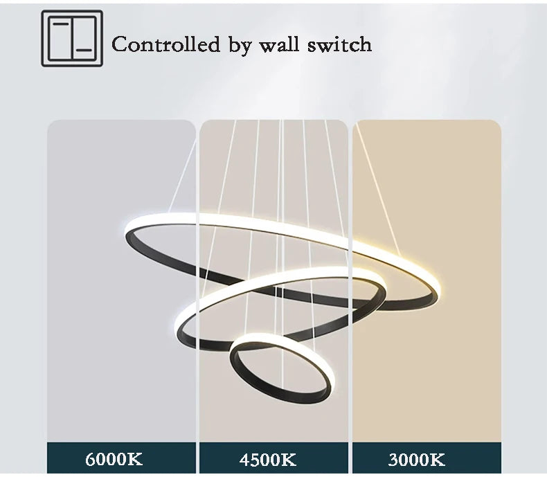 Nordic Simple Circles Pendant Lamp Chandelier LED 3 Rings lights for Dining Bar Living Room Chandelier Loft home decoration