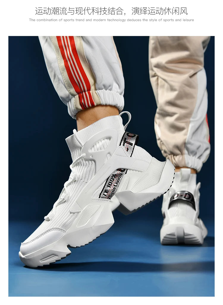 New High-top Men Sneakers Fashion Damping Tennis Shoes Breathable Men's Running Shoes Light  Men's Casual Sports Walking Shoes