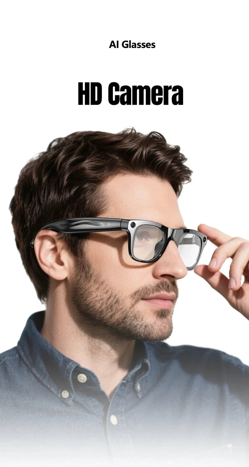 Lenovo 8K 4K AI HD Shooting Smart Glasses Multifunctional Camera Bluetooth Call Music VoicePlayer Translate Photochromic Glasses