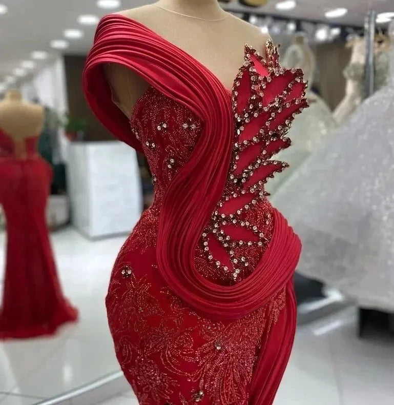 Long Burgundy Prom Dresses For Black Girls Sparkly Beaded Birthday Party Dresses African Evening Gown Robe De Customized