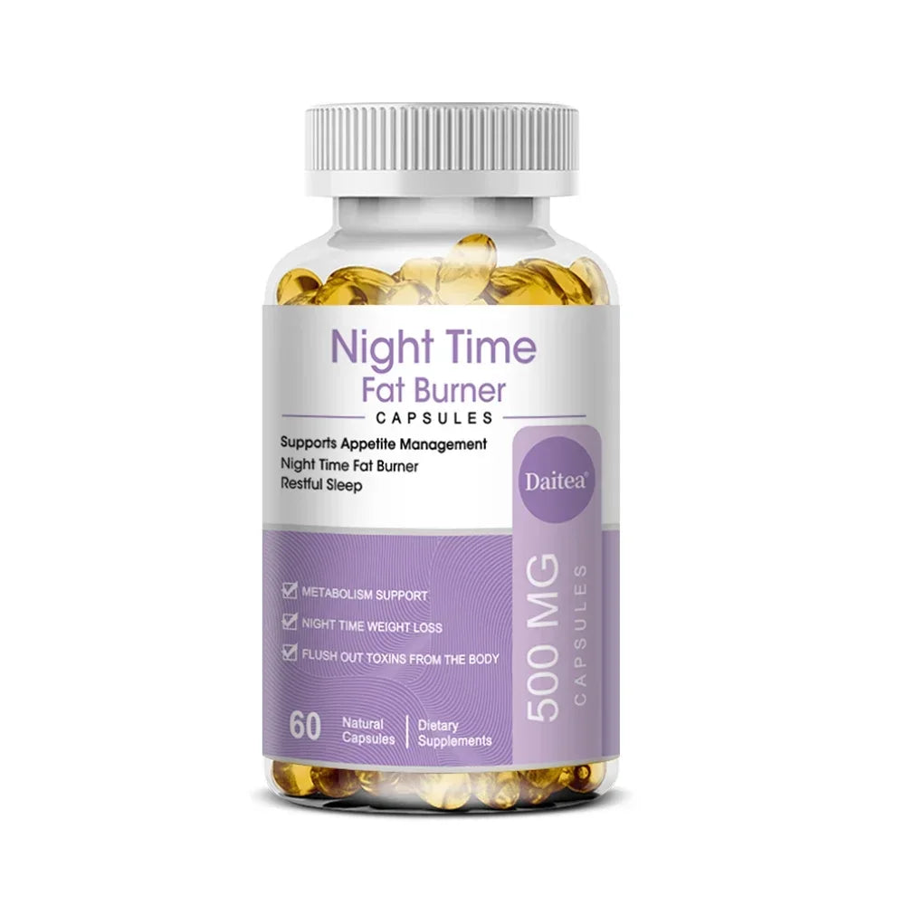 Nighttime Fat Burner, Sleep Supplement and Appetite Suppressant for Men and Women - Metabolism, Detoxification