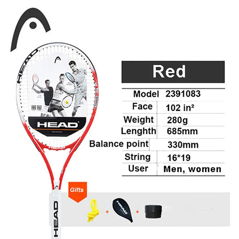 Original Head Tennis Racket Black Professional Tennis Racquet Carbon Tenis Padel With Bag Overgrip Dampener Raquete De Tenis 414