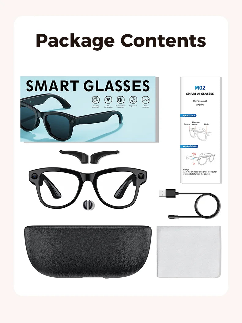 New 800W Camera 3600mAh Power Bank Smart Glasses Men Translator Take Photo WIFI Transmission Music Player AI Chat Glasses Women