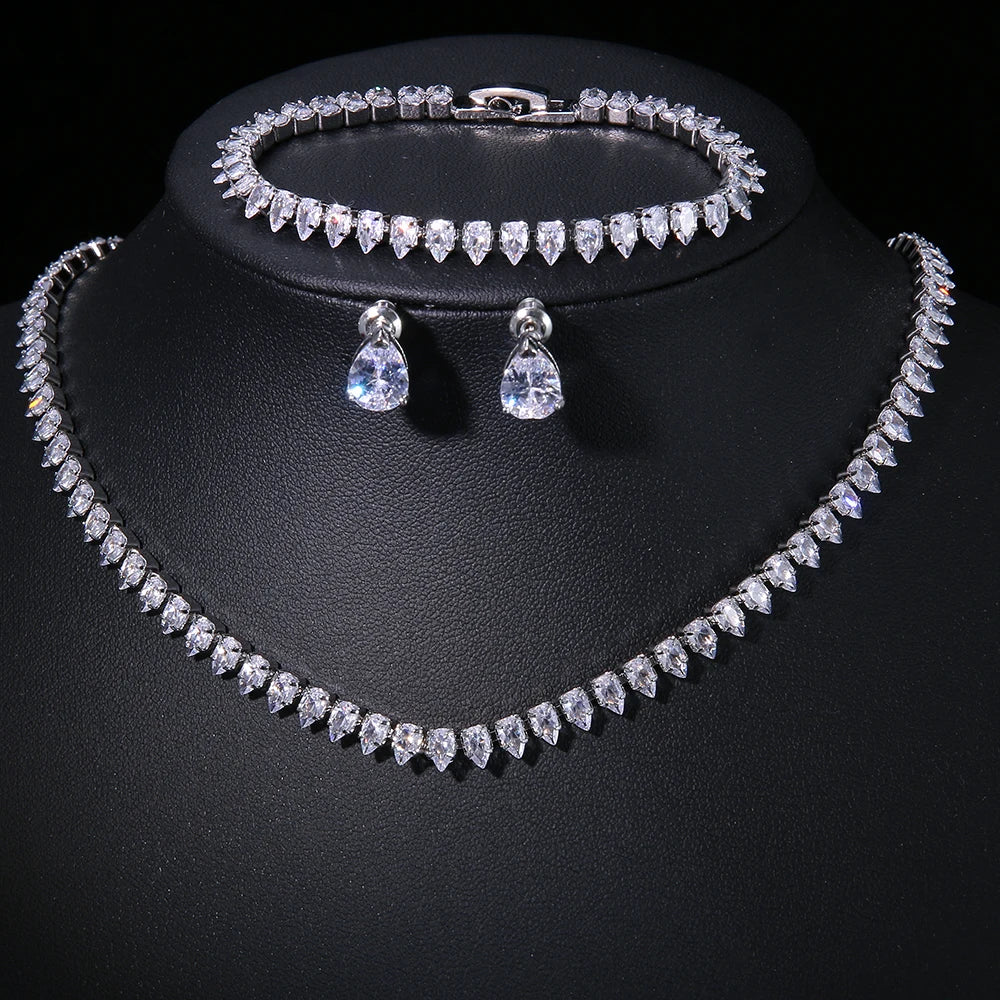 Emmaya Noble Cubic Zircon Jewelry Set Bridal Wedding Party For Female Fascinating Dress-Up Geometry Shape Elegant Ornament