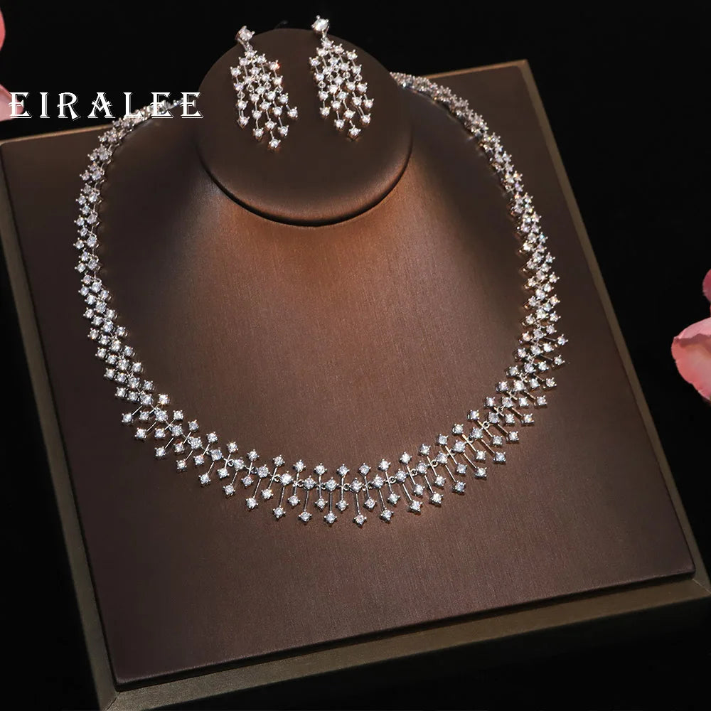 EIRALEE Fashion CZ Bride Indian Jewelry Set for Women Water Drop Wedding Design Choker Necklace Girlfriend birthday