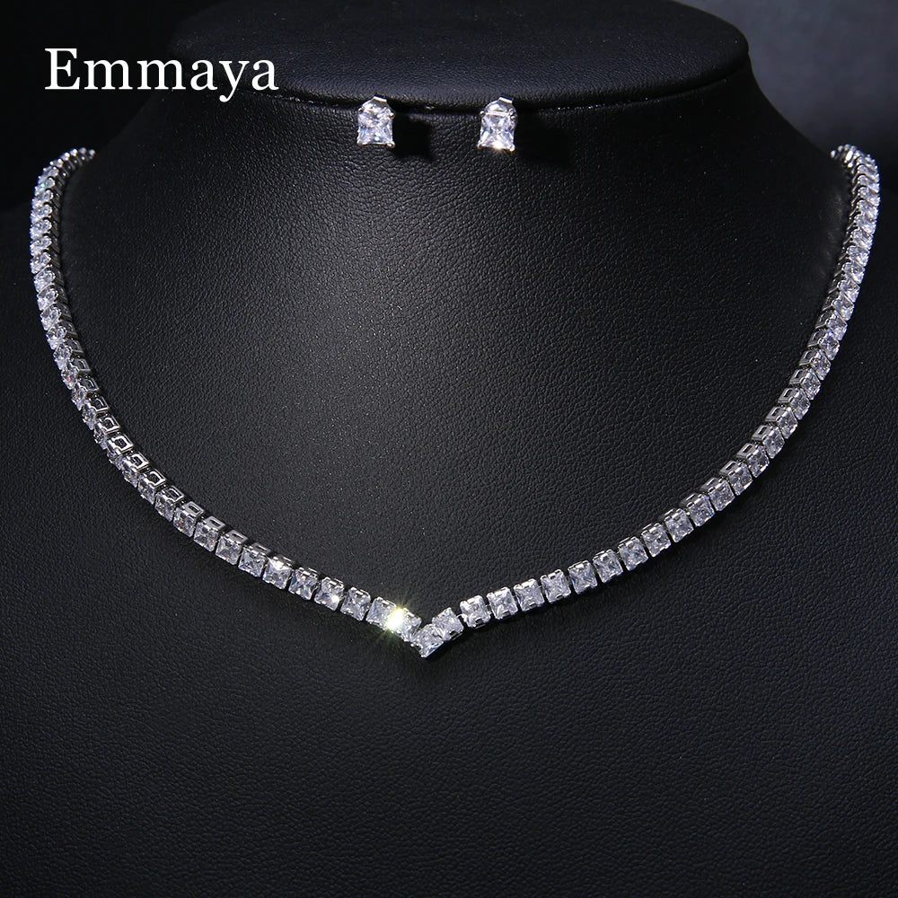Emmaya Noble Cubic Zircon Jewelry Set Bridal Wedding Party For Female Fascinating Dress-Up Geometry Shape Elegant Ornament