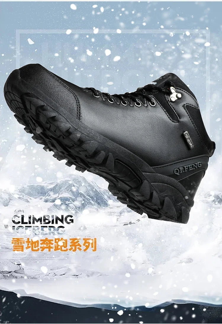 Men Winter Snow Boots Waterproof Leather Sneakers Super Warm Men's Boots Outdoor Male Hiking Boots Work Shoes Zapatillas Hombre
