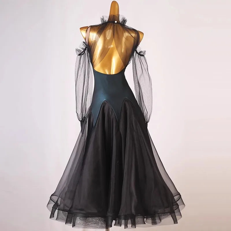 Sports Dance Suit Competition Ballroom Dress Girls Outfit Long Sleeve Adult Costume Waltz Modern Clothing Evening Stage Costumes